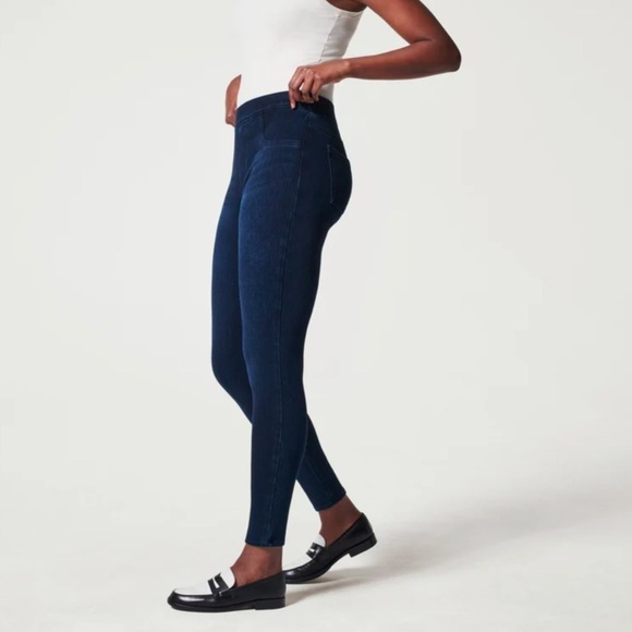 NWT Spanx Cropped High Rise Jean-ish Leggings Twilight Blue Rinse 3X - Picture 4 of 10